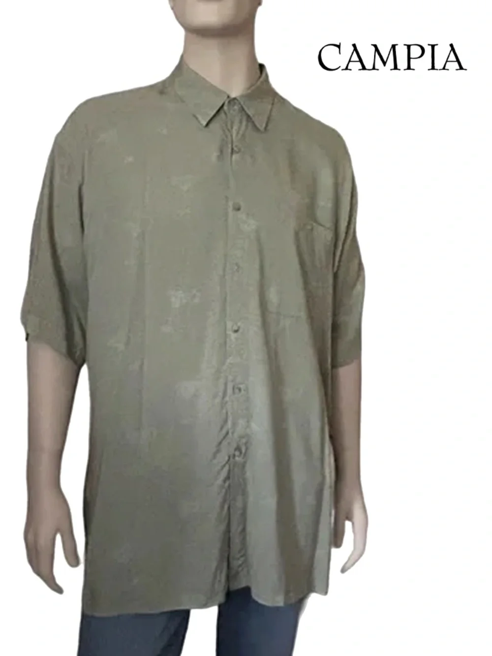 CAMPIA Tiki Shirt Top Y2K Embossed Print Martini Glasses 100% Rayon Unique Rare - Picture 11 of 13